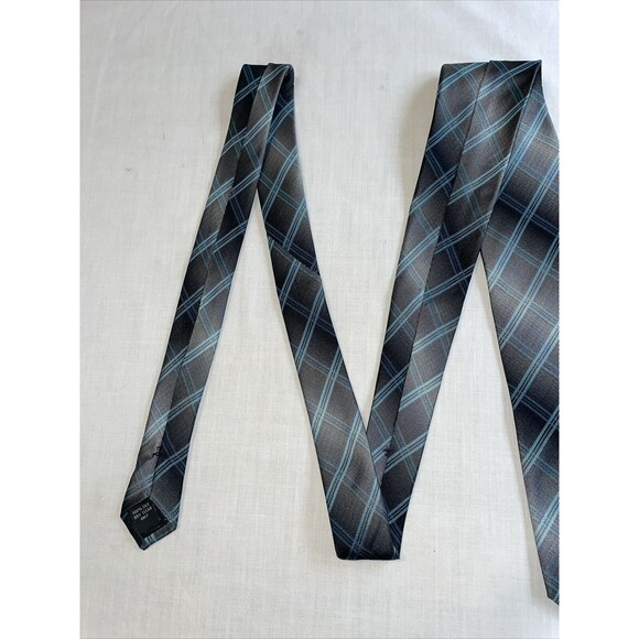 Pierre Cardin Dress Tie Men’s Size 57” Gray Blue Striped Argyle 100% Silk Design - Picture 5 of 12